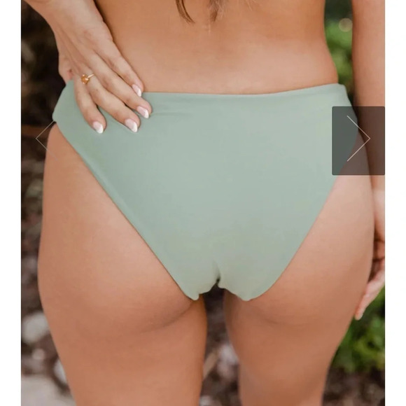Pink Lilly SEA YOU TOGETHER OLIVE MID-RISE BIKINI BOTTOMS - Picture 4 of 6